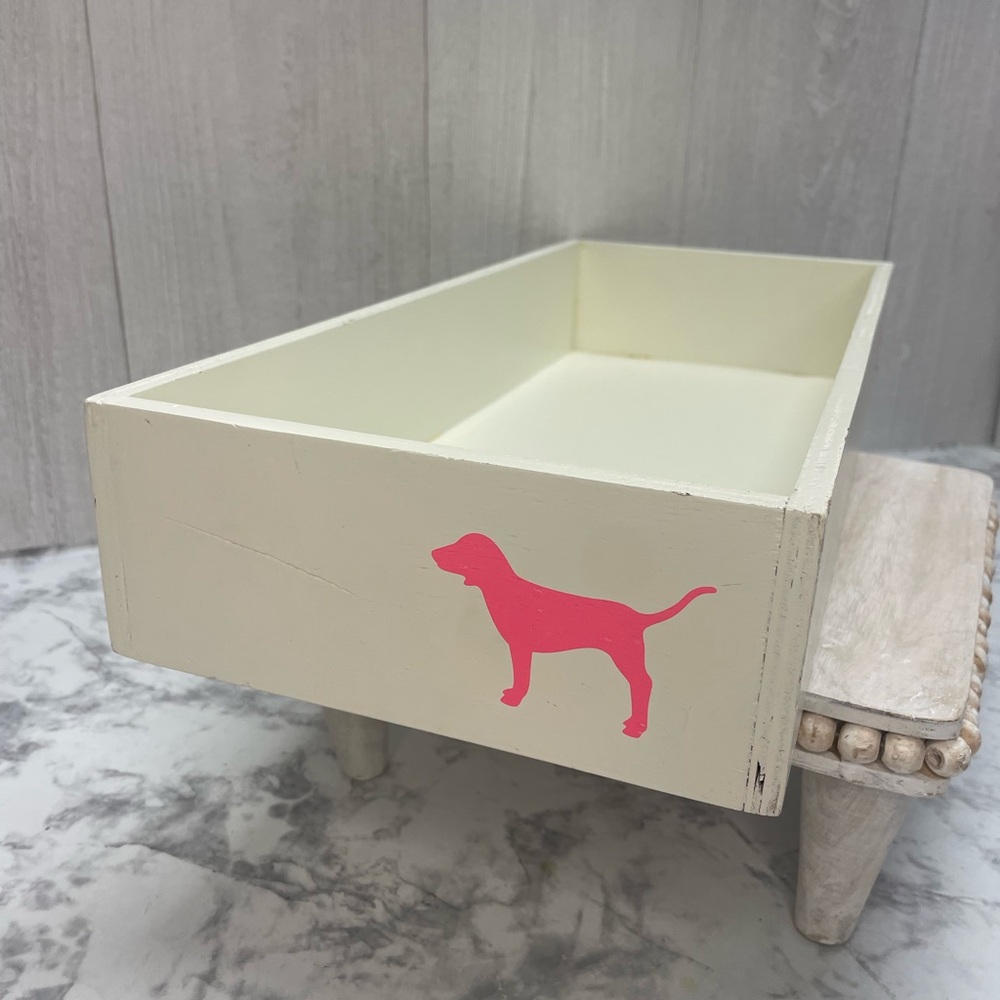 Victoria’s Secret Love Pink Wood Store Display Box with Dog white hot pink RARE - Picture 6 of 10